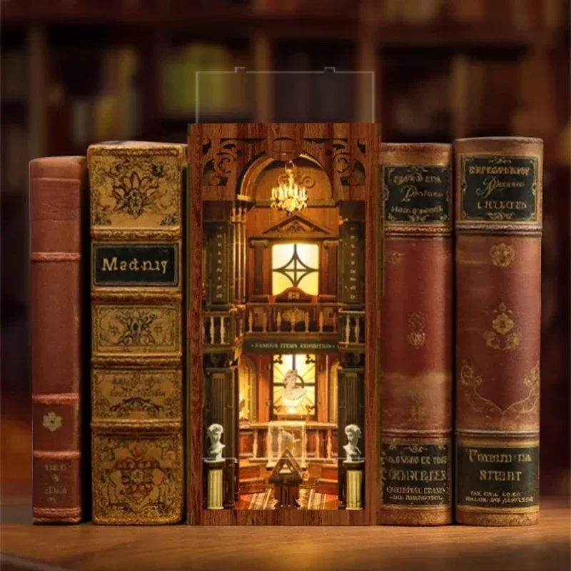 Diy Wooden Book Nook Kit Shelf Insert - Rak Buku Dekorasi Rumah Bergaya Filsafat,