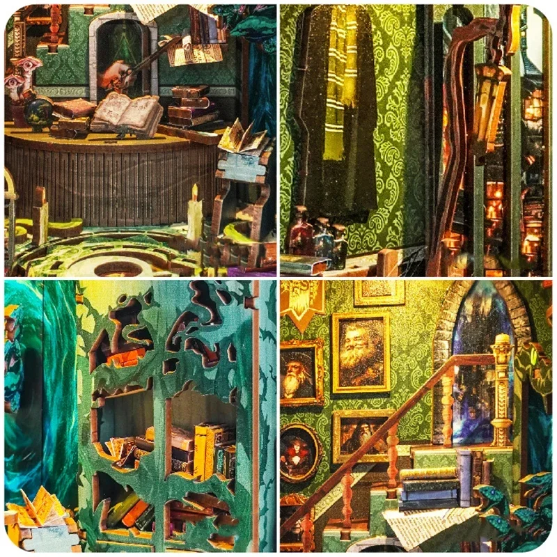 Diy Wooden Book Nook Kit Shelf Insert - Model Miniatur DIY Rumah Ular Kayu