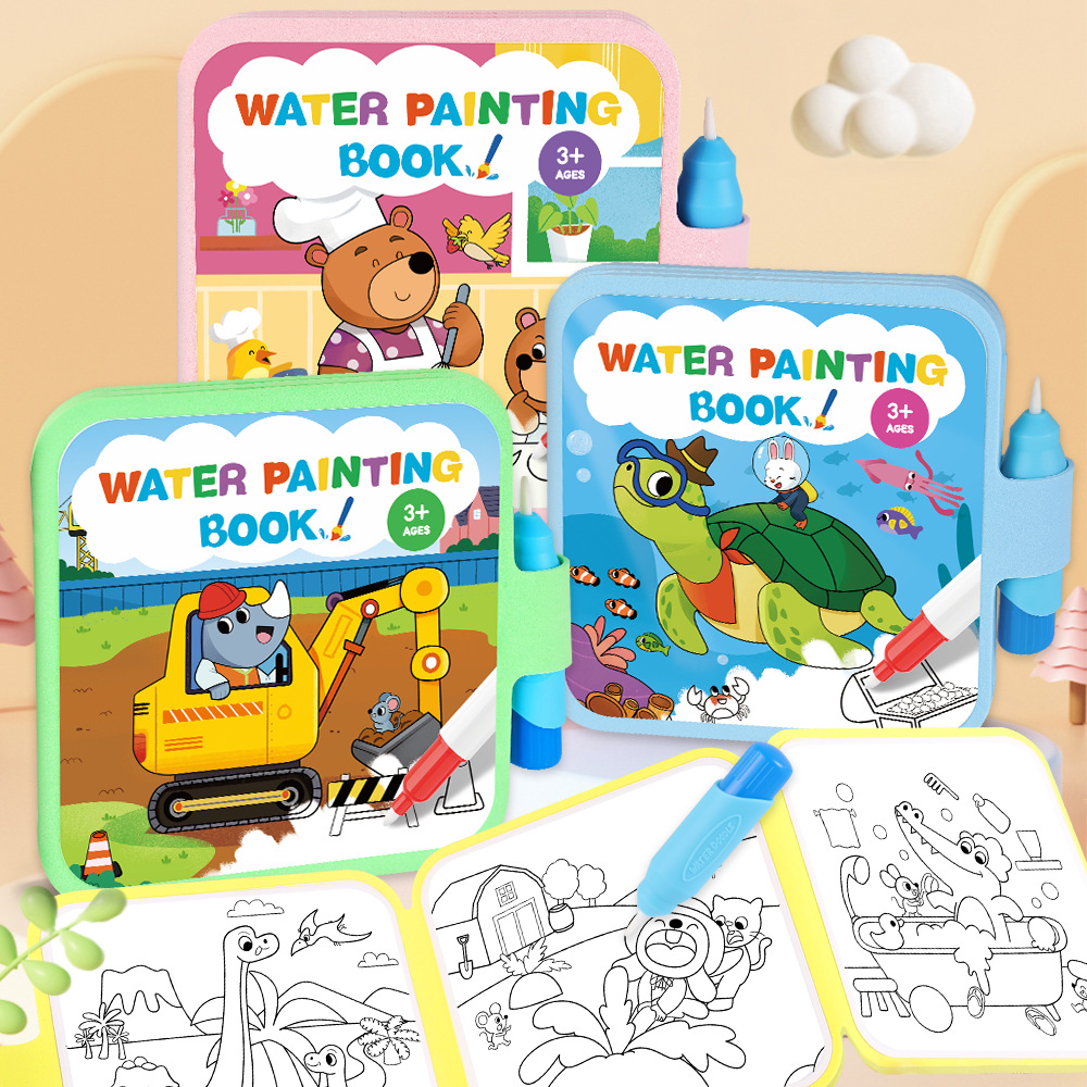 Reusable Water Magic Coloring Book - Buku Mewarnai Air Ajaib yang Dapat