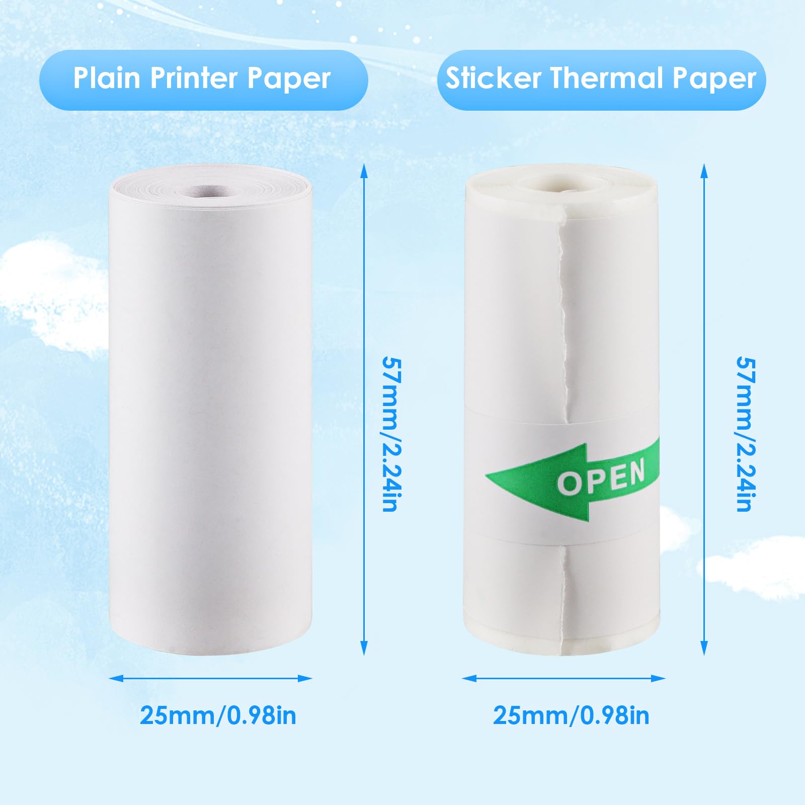 10 Gulungan Kertas Cetak Tanpa - Mini Pocket Thermal Printer Paper Roll ulasan dan harga