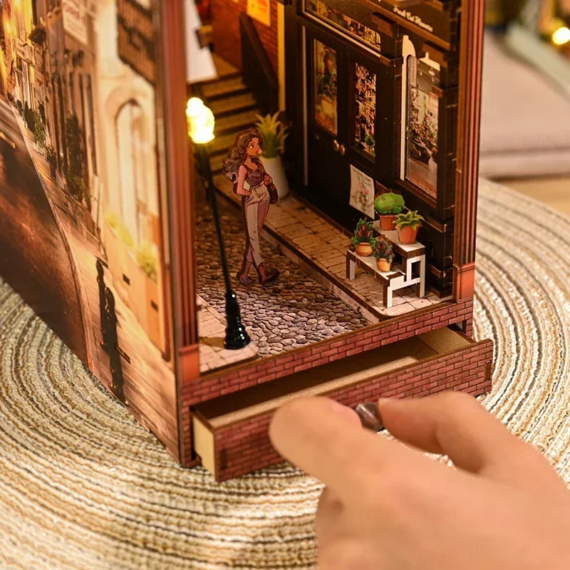 Kit Miniatur Rak Buku Kayu Ret - Diy Wooden Book Nook Kit Shelf Insert ulasan dan harga