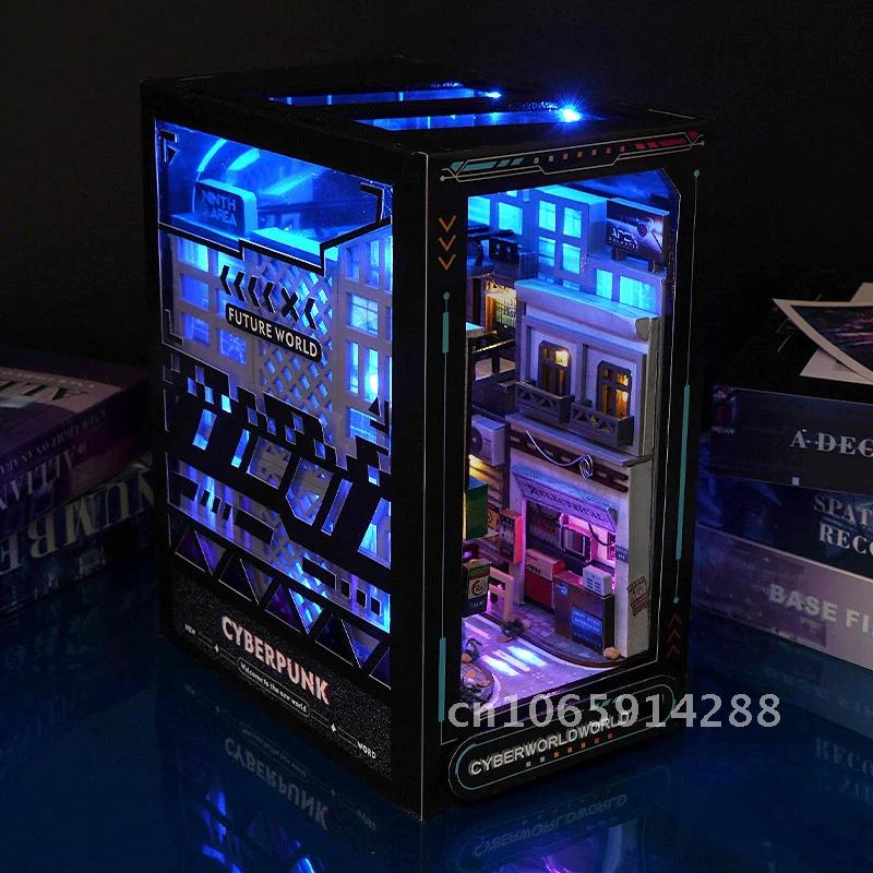 Rak Buku Miniatur Kayu DIY Kre - Diy Wooden Book Nook Kit Shelf Insert ulasan dan harga