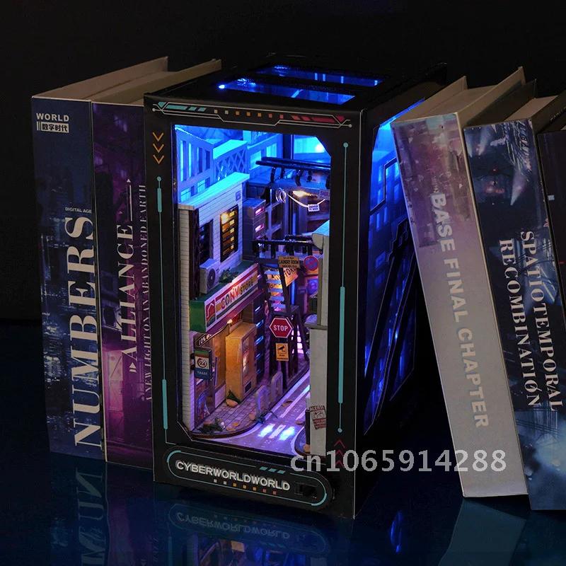 Rak Buku Miniatur Kayu DIY Kre - Diy Wooden Book Nook Kit Shelf Insert ulasan dan harga
