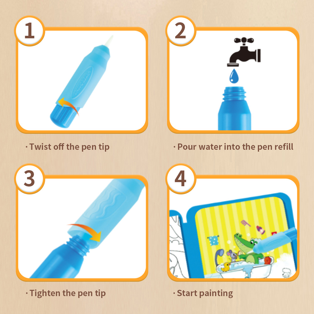 Buku Mewarnai Air Ajaib yang D - Reusable Water Magic Coloring Book ulasan dan harga